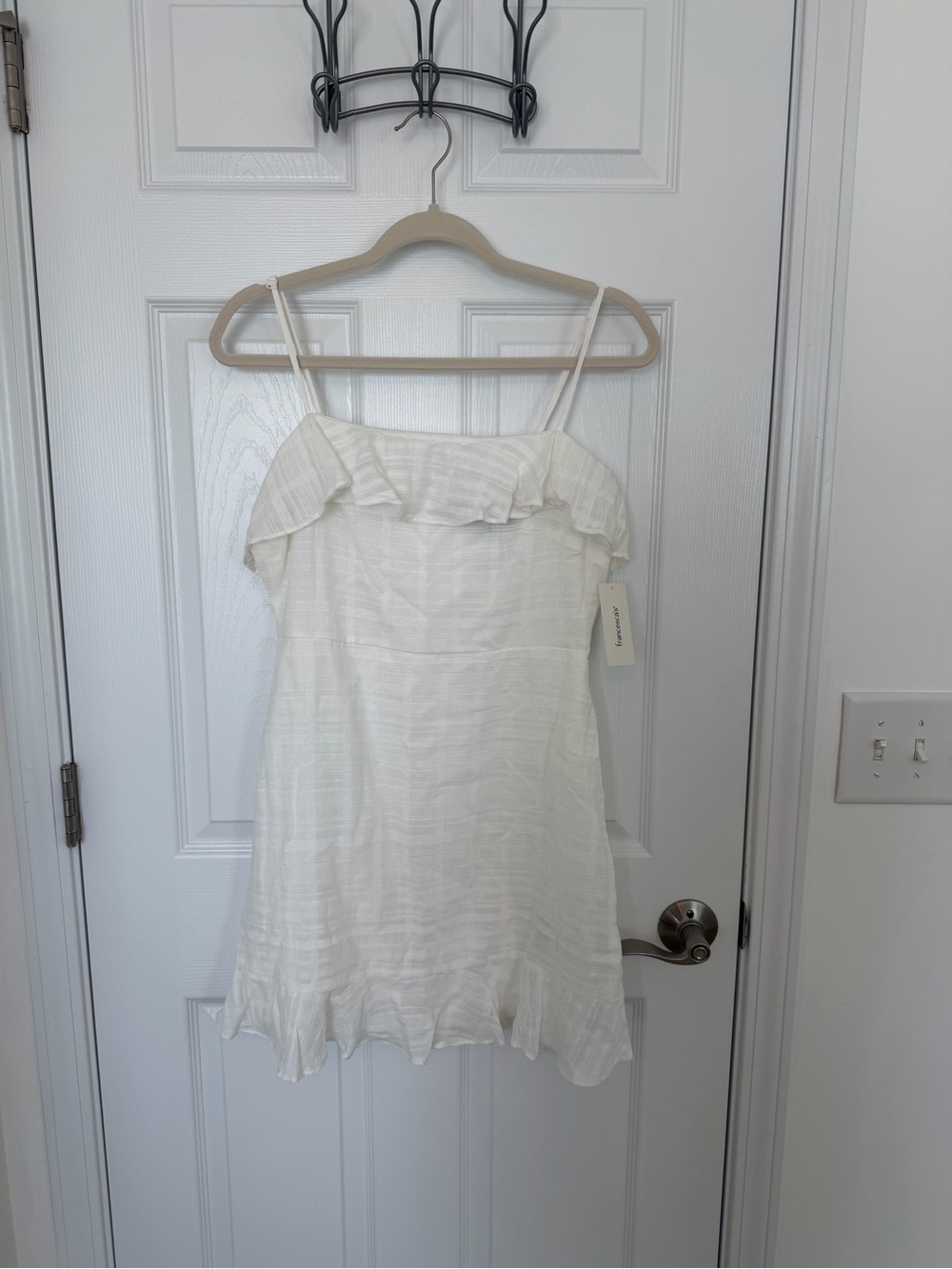 Francesca's Collections White Ruffle-Trim Dress - XL